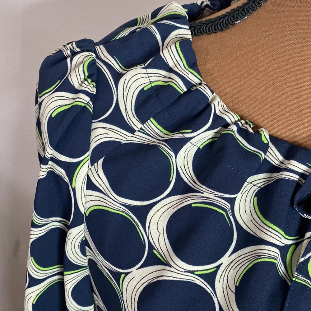 Moulinette Soeurs Anthropologie ellipse print mod style keyhole neck dress sz 0 - Picture 7 of 13